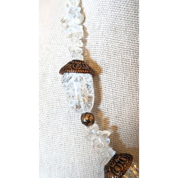 Vintage Rock Quartz Chip Acorn Bead 16" Necklace W/ Barrel Clasp - Picture 2 of 6